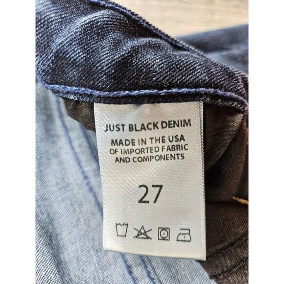 Just Black Denim Jeans Womens 27 Blue Dark Wash Raw Hem Ankle Skinny Made USA - Picture 6 of 12